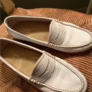 White Weejuns soft leather loafers for women by G.H Bass.